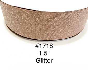 3 or 5 yard - 1.5" Glitter Solid Light Brown or Tan Grosgrain Ribbon Hair bow