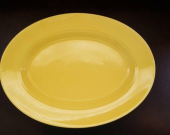 Vintage Yellow Harlequin Oval Plate Platter by Homer Laughlin