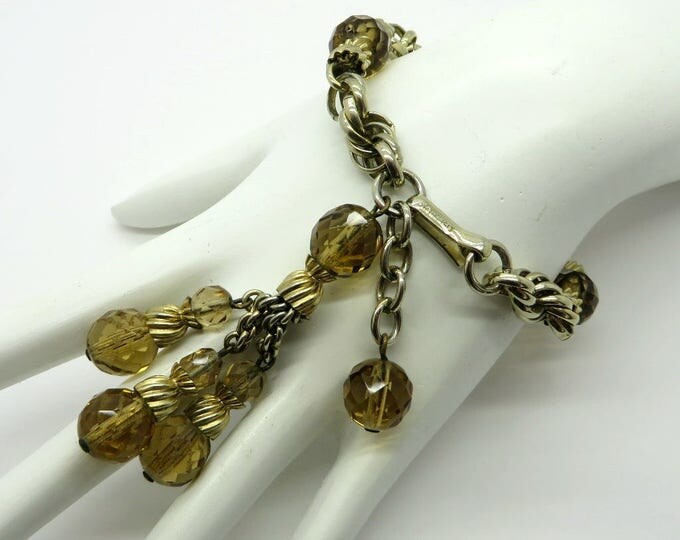 Eisenberg Bracelet Earrings Set, Vintage Demi Parure, Amber Glass Elegant Gift, Gift Box