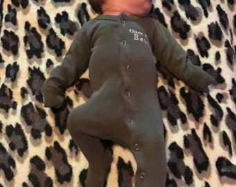 Personalized 0 to 3 Month  Footie Pajamas with caps, Baby PJ's, Footed PJ's