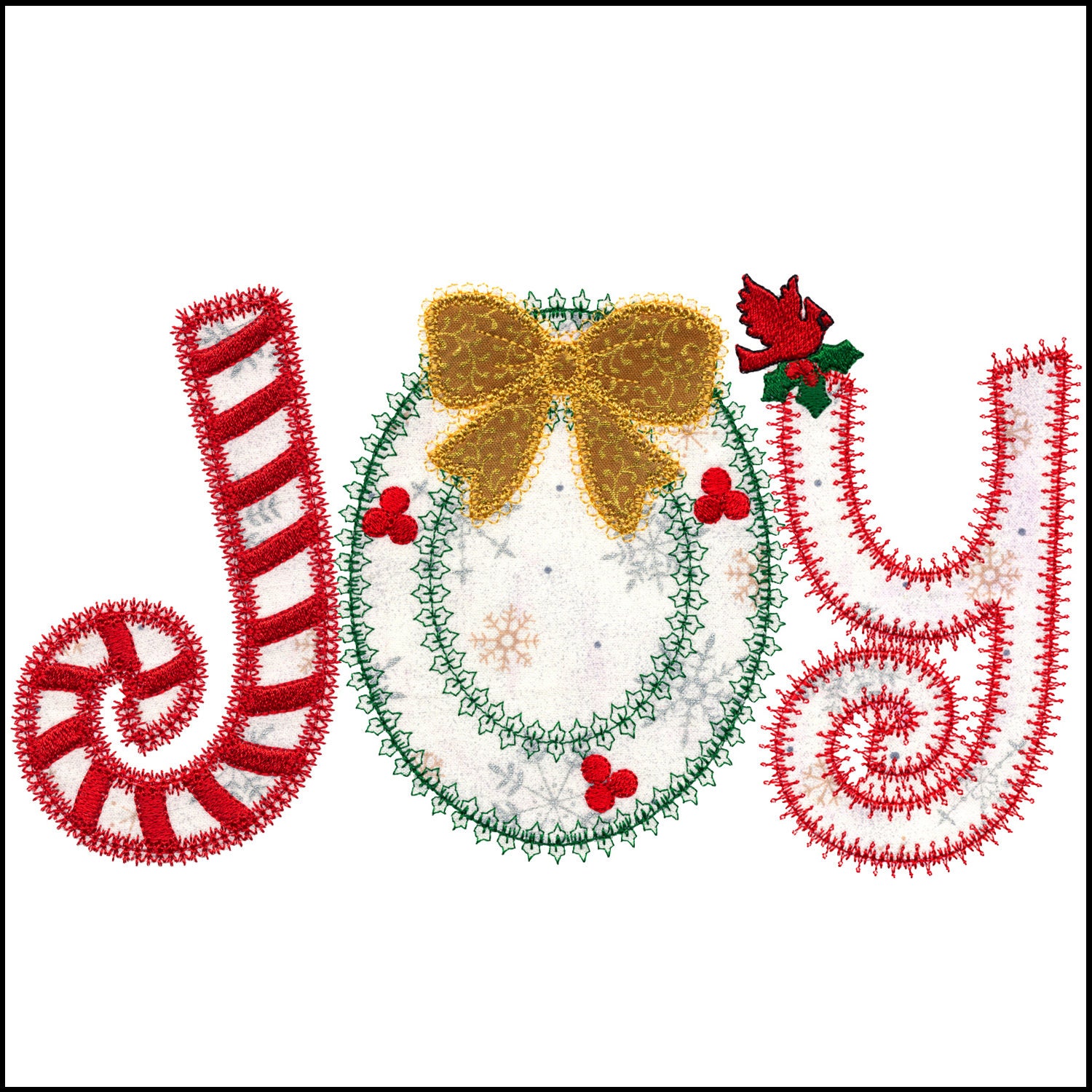 JOY 4 applique machine embroidery design set. Instant download