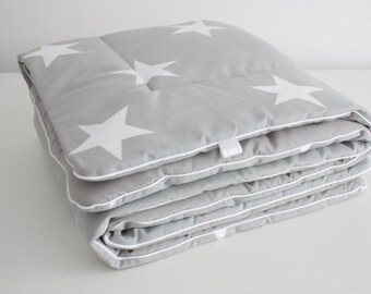 Baby Quilt Blanket Stars Grey and White Baby Bedding Comforter Baby Cot Bedding