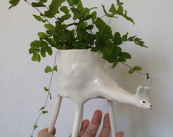 Ceramic Deer Planter / indoor planter / succulent planter