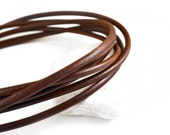 Leather Cord 5mm, Brown Greek Leather Cord, Necklace Cord, Jewelry Supplies, 1 meter