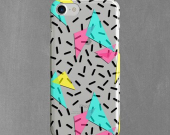 80s 90s Neon Phone Case, Galaxy S8 Case, iPhone 7 Plus Case, Clear iPhone Cases, iPhone 6s, 6 Plus, SE, Galaxy S7 Edge, S6, S8 Plus, 5C