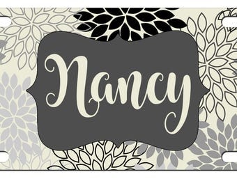 Monogrammed License Plate Personalized Car Tag - Mums Floral - Custom Car Tag - Front License Plate - Floral Flower