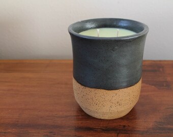 GREEN TEA CANDLE - handmade container, handpoured natural soy candles, green tea scent, perfect for home, gifts and accent decor