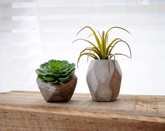 Set of 2 Mini Geometric Concrete Planter Cement Planter Succulent Planter Stone Planter Minimalist Mini Planter Concrete Vase