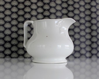 White Ironstone Pitcher, White Antique Pitcher, French Shabby Chic Vase, White Ceramic Pitcher, French Ironstone Farmhouse Pitcher Jug E4