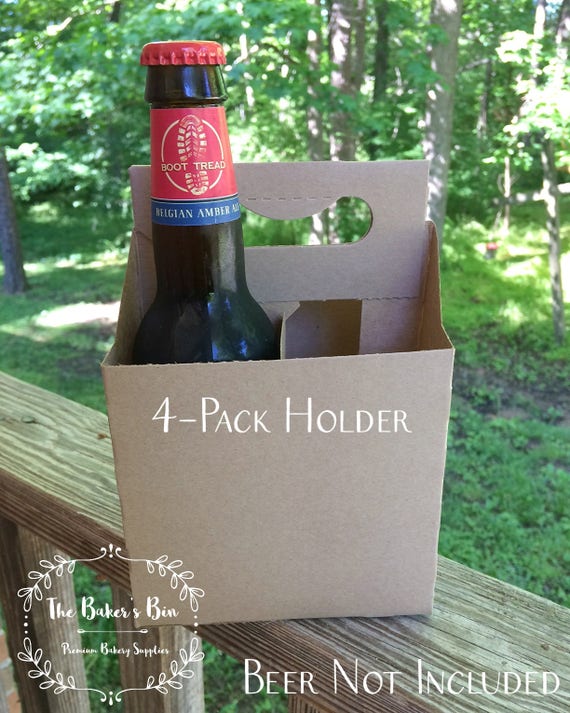 4 Pack Beer Carrier 12 Oz Bottle Holders Kraft Cardboard