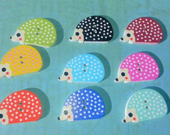 HEDGEHOG BUTTONS,Craft Buttons,SEWING Notion,2 Hole Hedgehog Button,25mm x 16mm HedgeHog Buttons,10 piece button set,Scrapbook Buttons