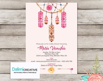 Baby Shower Invitation - Boho Baby Shower Invitation - Bright Watercolor Invitation - Beautiful Shower Invitation - Printable Invitation!