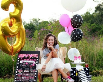 Kate Spade Inspired Birthday Board - Any Age - Glitter - Flowers - Digital Print - Printable to Photoshop - Adult Birthday Chalkboard