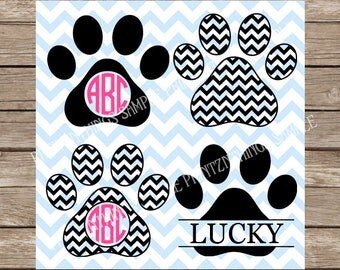 Paw Print svg, Dog svg, svg files, pet svg, svg file, dog monogram svg, cricut svg, Pet, monogram svg, svg files for cricut, Chevron svg
