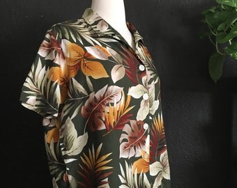Vintage Tropical Boxy Tank / Hawaiian Top