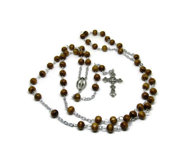 Olive Wood Rosary Bethlehem - Traditional Olive Wood Beaded Rosary - Baptism Gift - Spiritual Jewelry,