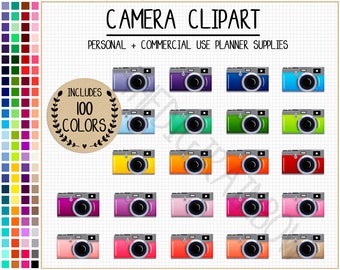 100 CAMERA clipart photography clipart Polaroid clipart camera planner stickers rainbow camera icon Erin Condren printable planner stickers