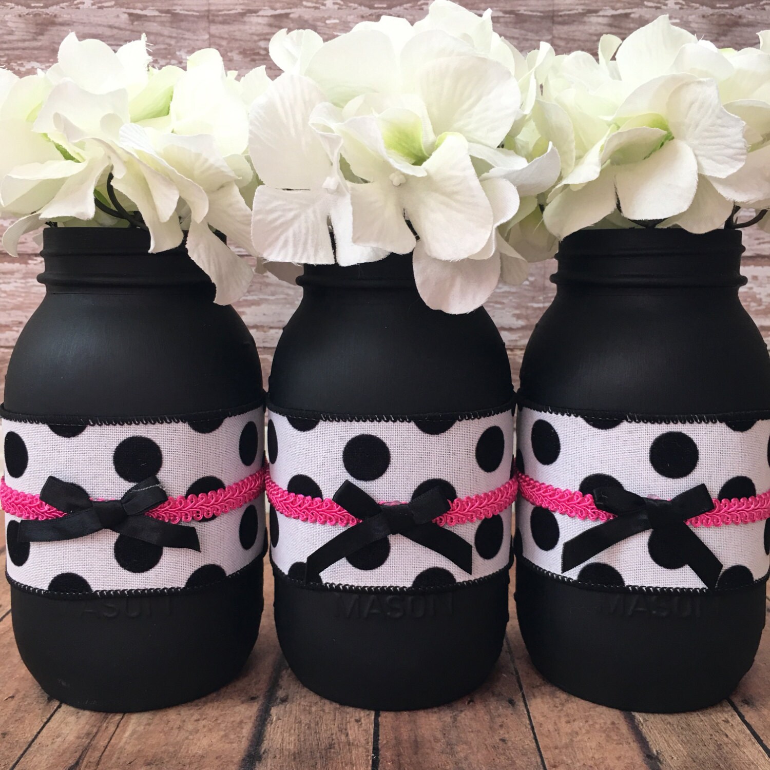 Painted Mason Jars Polka Dot Mason Jars Rustic Home Decor