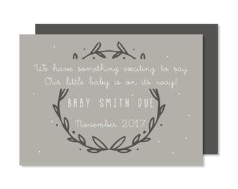 Printable Pregnancy Announcement Card, New Baby Reveal, Digital Custom DIY