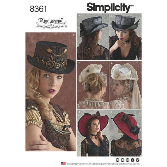 Simplicity Sewing Pattern 8361 Hats in Three Sizes by KlinesCorner steampunk buy now online