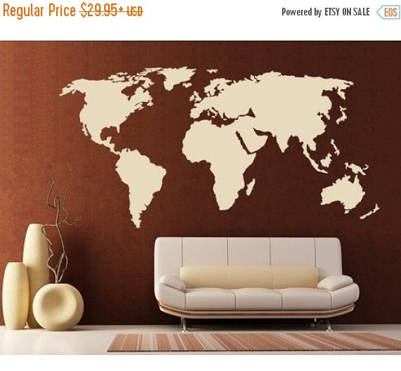  OFF World Map Wall Decal Sticker Mural By