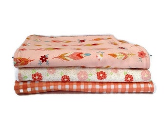 Baby burp cloths, set of 3, peach burp cloths, contoured burp cloths for babies, large burp cloths, baby shower gift burp cloths peach