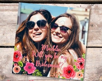 Bridesmaid photo gift Personalized puzzle Will you be my bridesmaid gift proposal Maid of Honor gift puzzle Ask Flower girl gift jigsaw card
