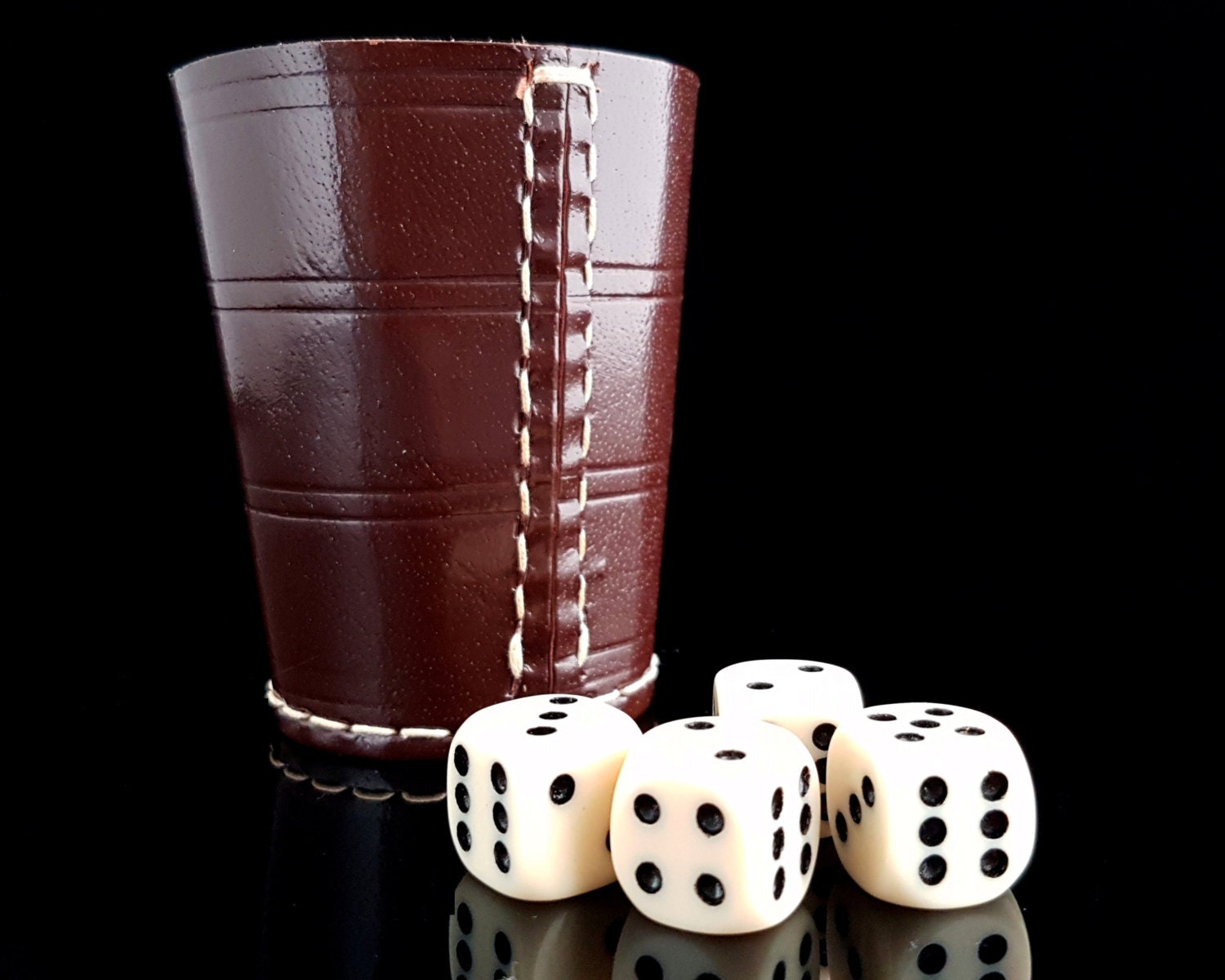 Vintage German Dice Table Game Genuine Leather Dice Cup