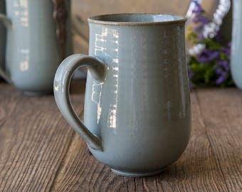 Ceramic Big Mugs Set / 14 oz Hand Thrown Mugs / Set of 4 or 6 Mugs / Stoneware Mugs / Ceramic Mug Handmade / Set Gift