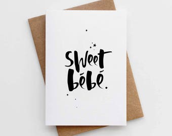 New Baby Card - Modern New Baby Card - Sweet Bébé Card - New Baby Boy Card - New Baby Girl Card - Sweet Baby Card