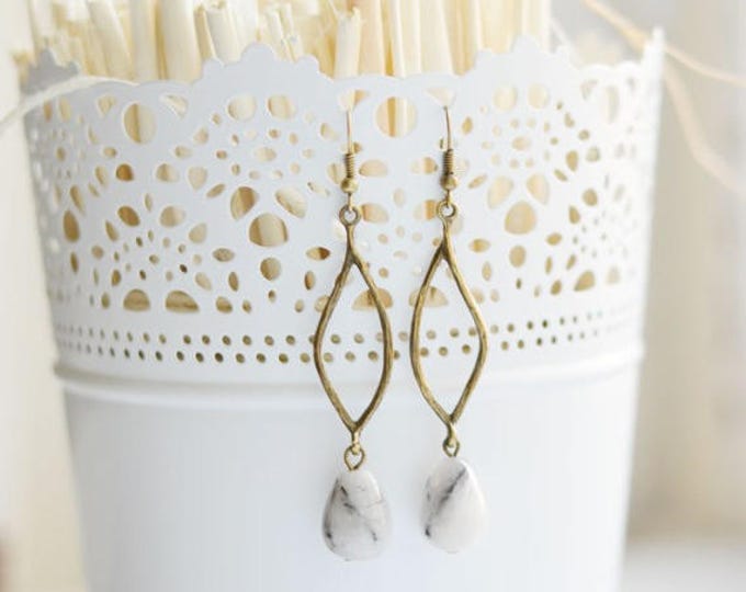DROP Earrings from metal brass and natural stone agate