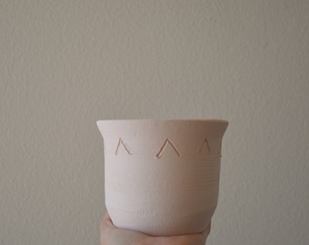 Handmade Small Etched White Pot Planter