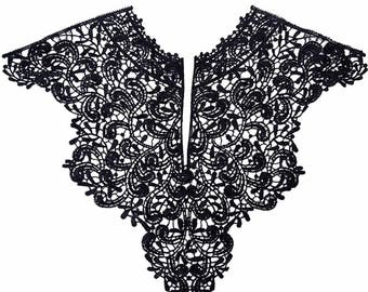 Black Lace Collar Applique Fabric Patches - More Colours