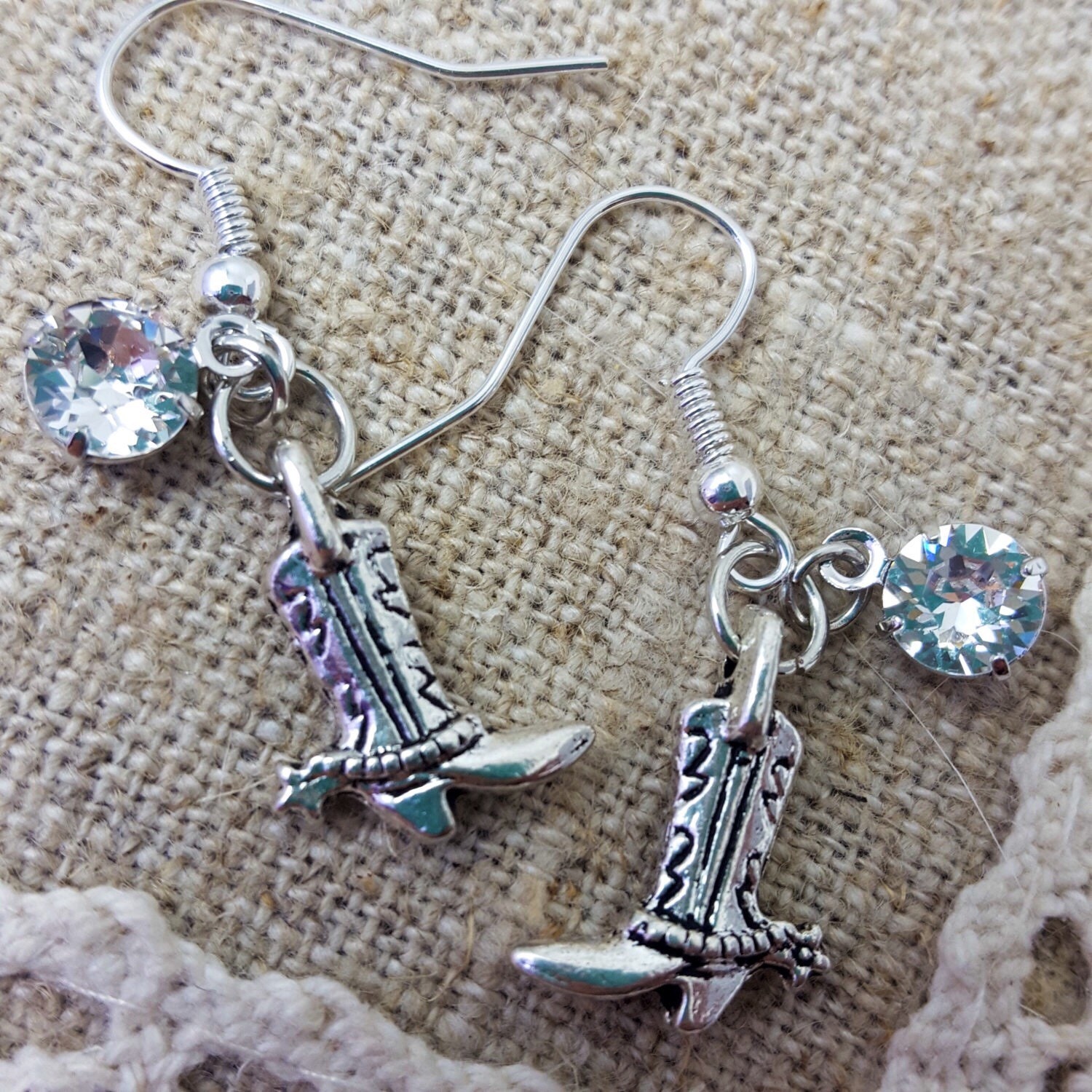 Cowboy boot earrings country girl gift by LuxedesignsbySarah