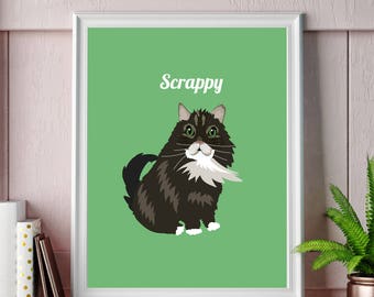 Custom Cat Illustration, Custom Cat Portrait, Custom Portraits, Cat Portraits, Cat Illustrations
