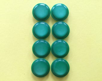 8 Vintage Plastic Buttons 1950's - Self Shanked Green