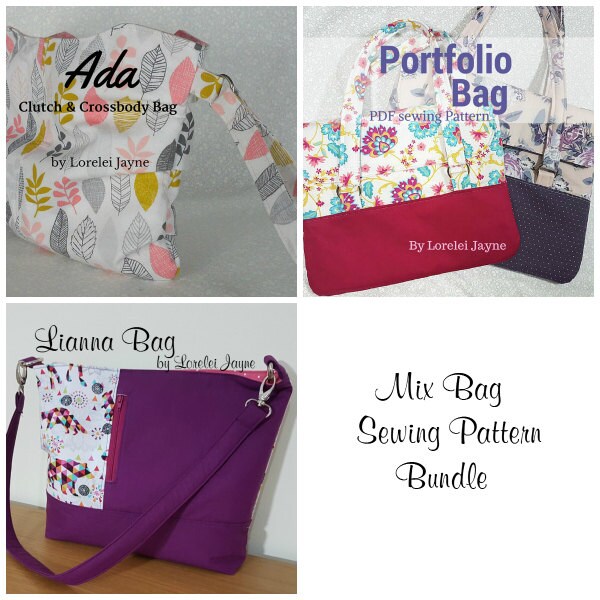 3 PDF Sewing Pattern Set Mix Bag by LoreleiJayne on Etsy