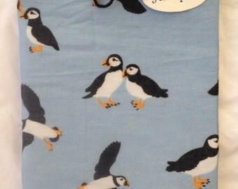 Puffin scarf - women's puffin print scarf - puffin wrap - puffin shawl - in 100% cotton