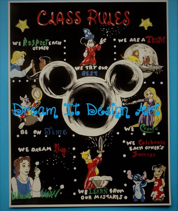 Disney Class Rules Poster Limited Edition Teacher Fine Art