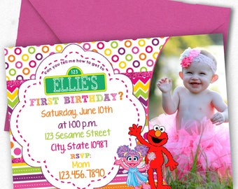 Girly Elmo Invitation feat. Abby Cadabby