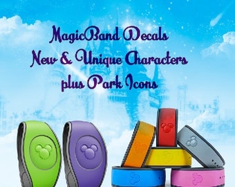 Listing 2 Magic Band Character Decals, Glitter and Solid Colors