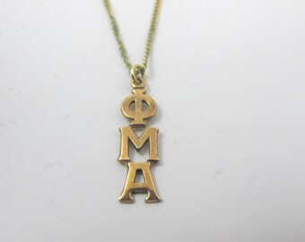 10K OMA Fraternity Pendant. Phi Mu Alpha Sinfonia. Necklace Pendant Charm, Yellow Gold Fraternity Sorority Jewelry
