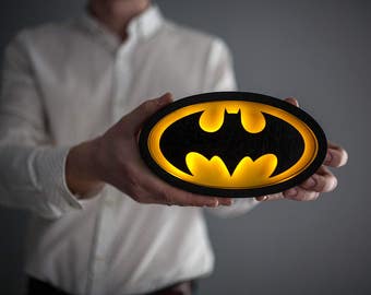 Batman light Batman mini lamp Gift for him Batman lovers Batman sign Super Heros Batman Lamp Superhero Nursery Decor Comic Lover Gift