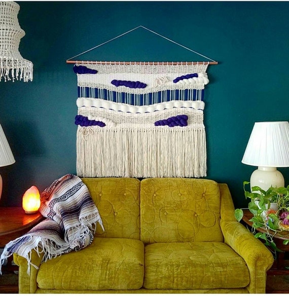 Large Woven Wall Hanging Handmade Tapestry Mid Century