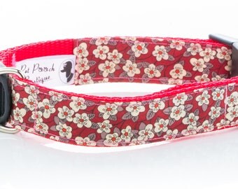 Fifi Red Floral Liberty Dog Collar OR Lead