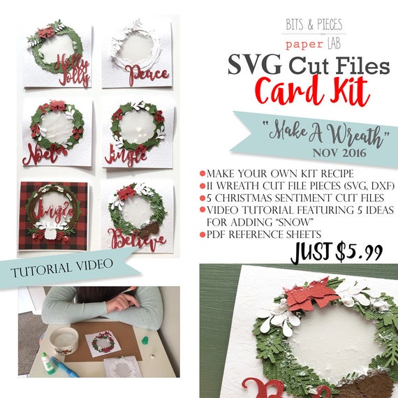 SVG Cutting Files: Christmas Card Kit Christmas SVG Wreath