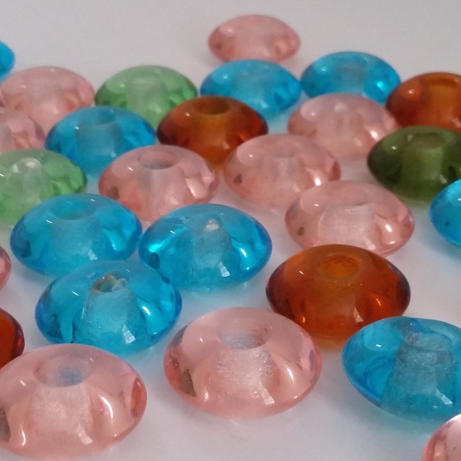 6pcs Assorted Donut Beads Ring Beads Czech Glass Beads