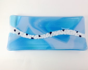 Blue Fused Glass Tray