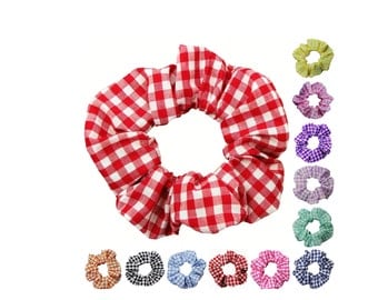 Gingham Scrunchies (Free Shipping) Ponytail Holder Hair Accessories Made in USA