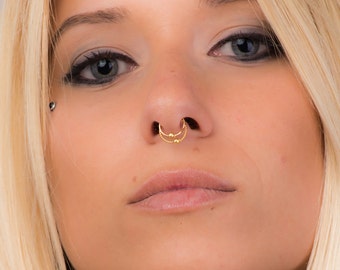 Septum Nose Ring, Nose Ring Hoop, Gold Nose Ring, 22K Gold, Septum Hoop, Boho Tribal Indian Nose Jewelry